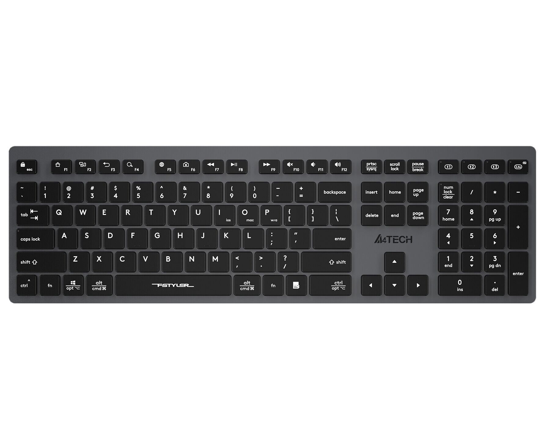 Клавиатура A4 Tech Fstyler FBX50 C серый USB беспроводная BT/Radio slim Multimedia (FBX50 C GREY)