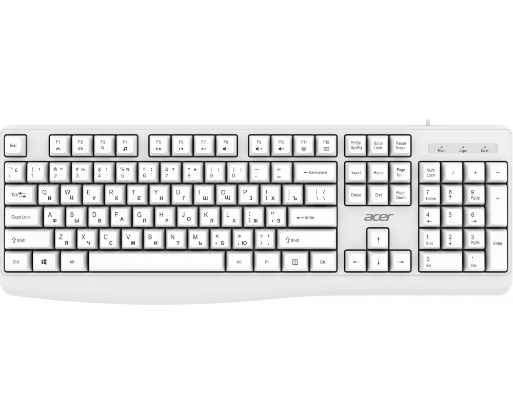 Клавиатура Acer OKW301 USB белый (ZL.KBDCC.01 B)