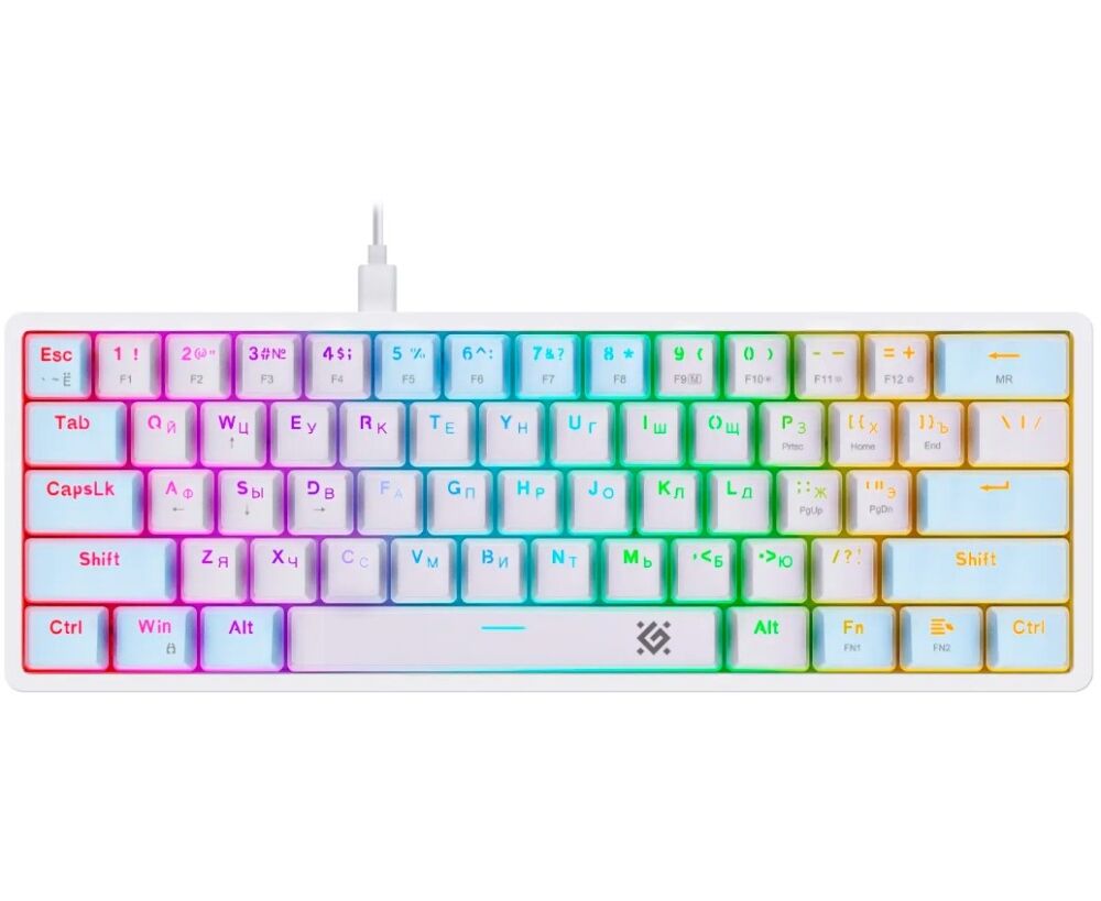 Клавиатура DEFENDER Amox GK-585 ,радуж,бел/гол (45585)