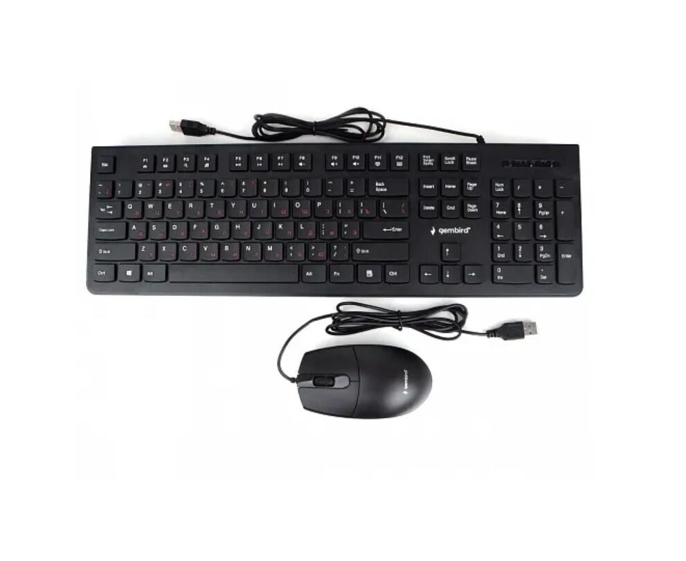 Комплект клавиатура+мышь проводные Gembird KBS-9050, черн.,104кл, 3кн., каб.1.5м