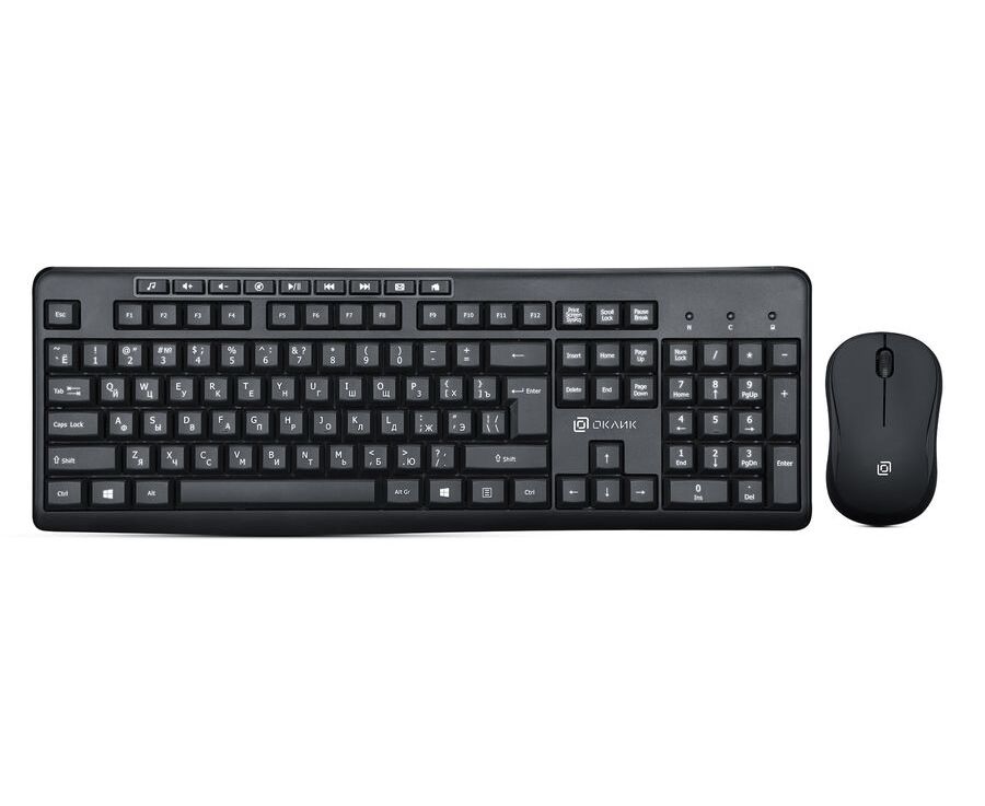 Клавиатура + мышь Oklick 225 M клав:черный мышь:черный USB беспроводная Multimedia (1454537)