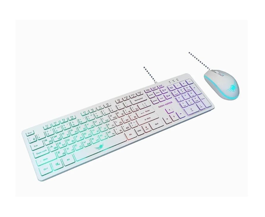 Комплект Dialog KMGK-1707 U White Gan-Kata (клавиатура + опт. мышь) с RGB подсветкой