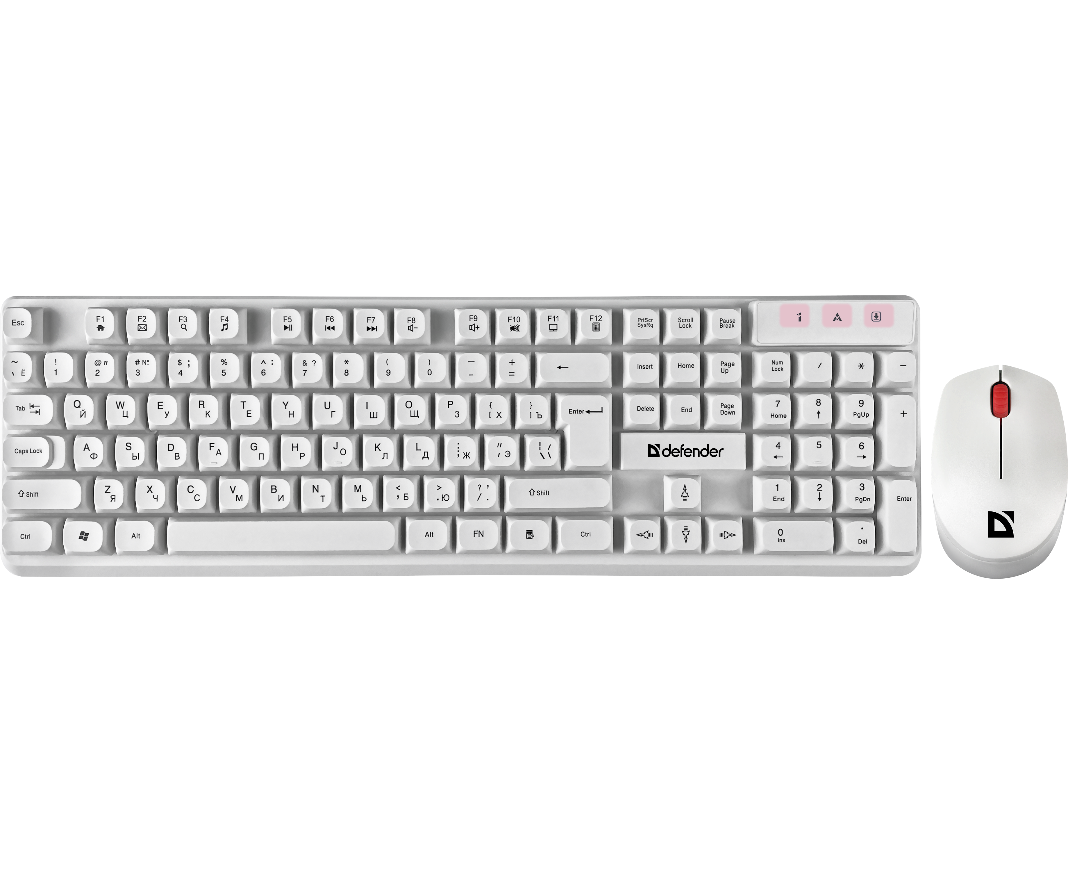Клавиатура + мышь DEFENDER Milan C-992, 45994 (беспроводной набор) белый