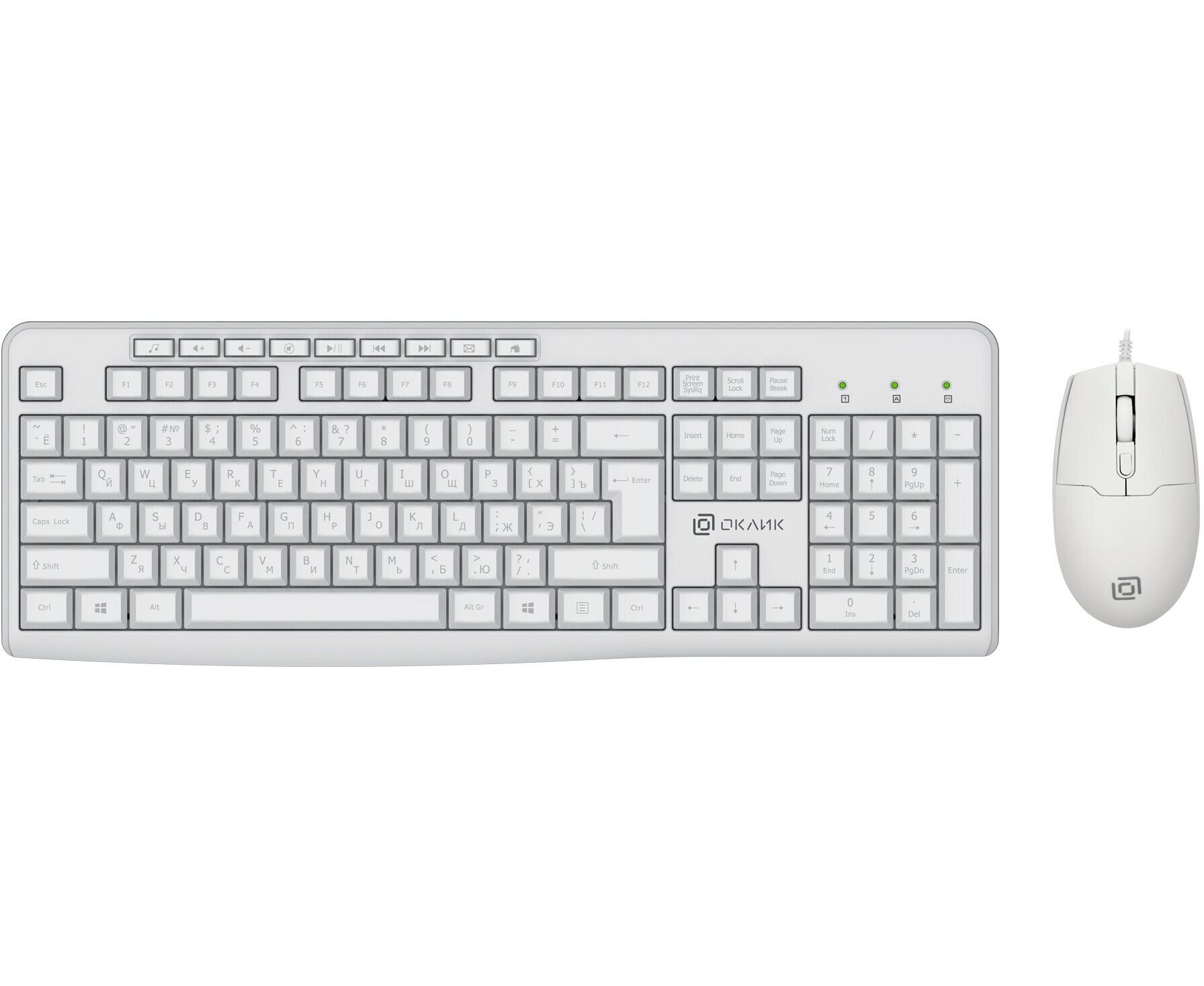 Клавиатура + мышь Оклик S650 клав:белый мышь:белый USB Multimedia (1875257)