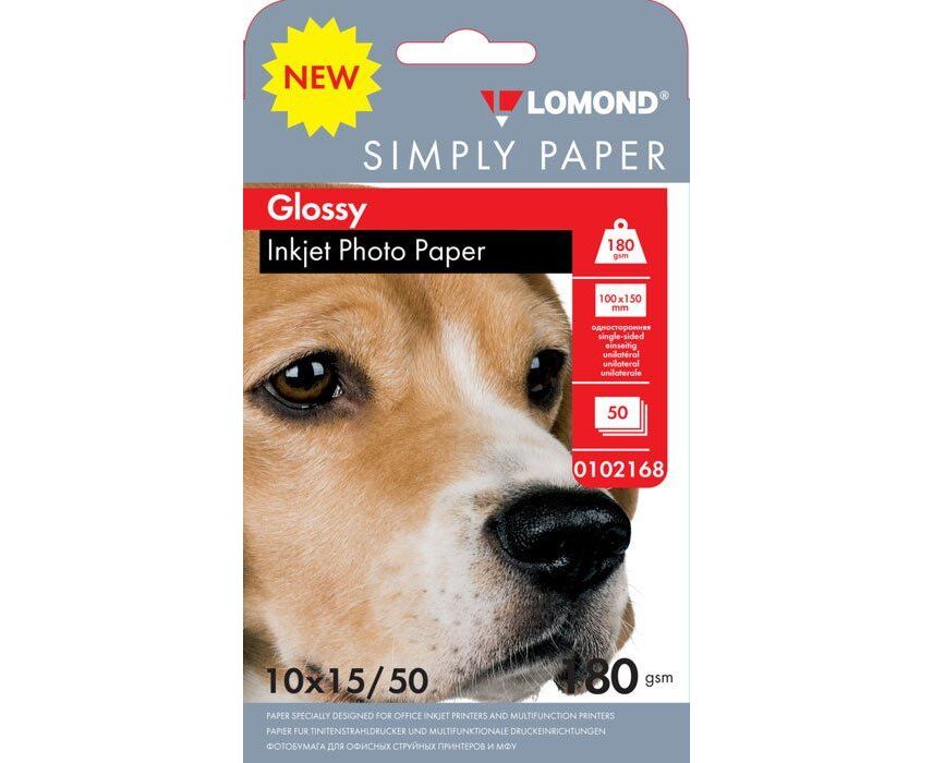 Бумага Lomond Simply 0102168 10x15/180г/м 2/50л./белый CIE148 глянцевое для струйной печати