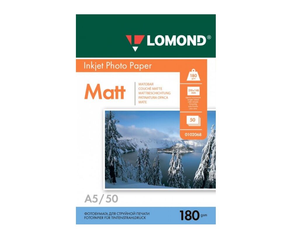 Фотобумага Lomond 0102068 A5/180г/м 2/50л./белый матовое для струйной печати