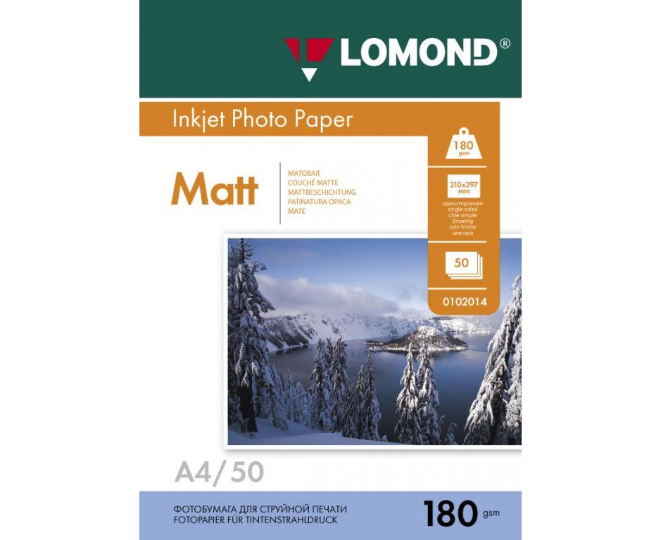 Фотобумага Lomond 0102014 A4/180г/м 2/50л./белый матовое для струйной печати