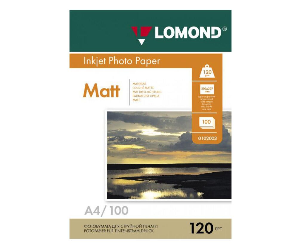 Фотобумага Lomond 0102003 A4/120г/м 2/100л./белый матовое для струйной печати