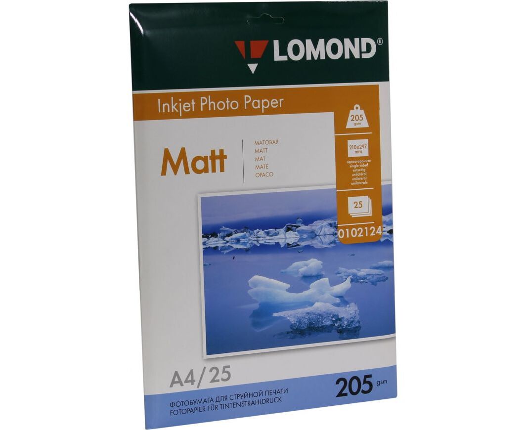 Фотобумага Lomond 0102124 A4/205г/м 2/25л./белый матовое для струйной печати