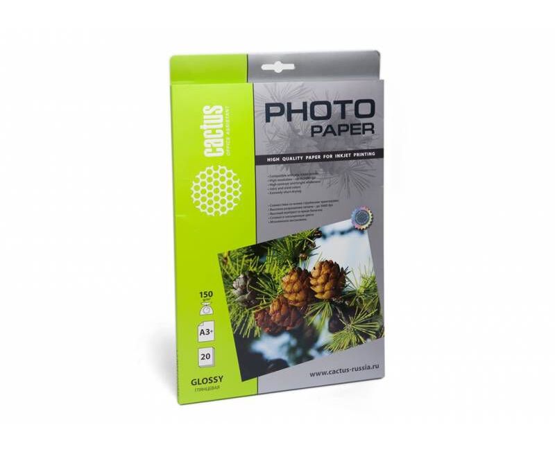 Фотобумага Cactus CS-GA315020 A3+/150г/м 2/20л/белый глянцевое для струйной печати