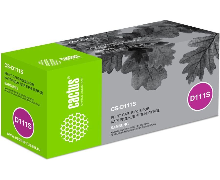 Тонер Картридж Cactus CS-D111 S черный для Samsung Xpress M2022/M2020/M2021/M2020 W/M2070 (1000стр.)