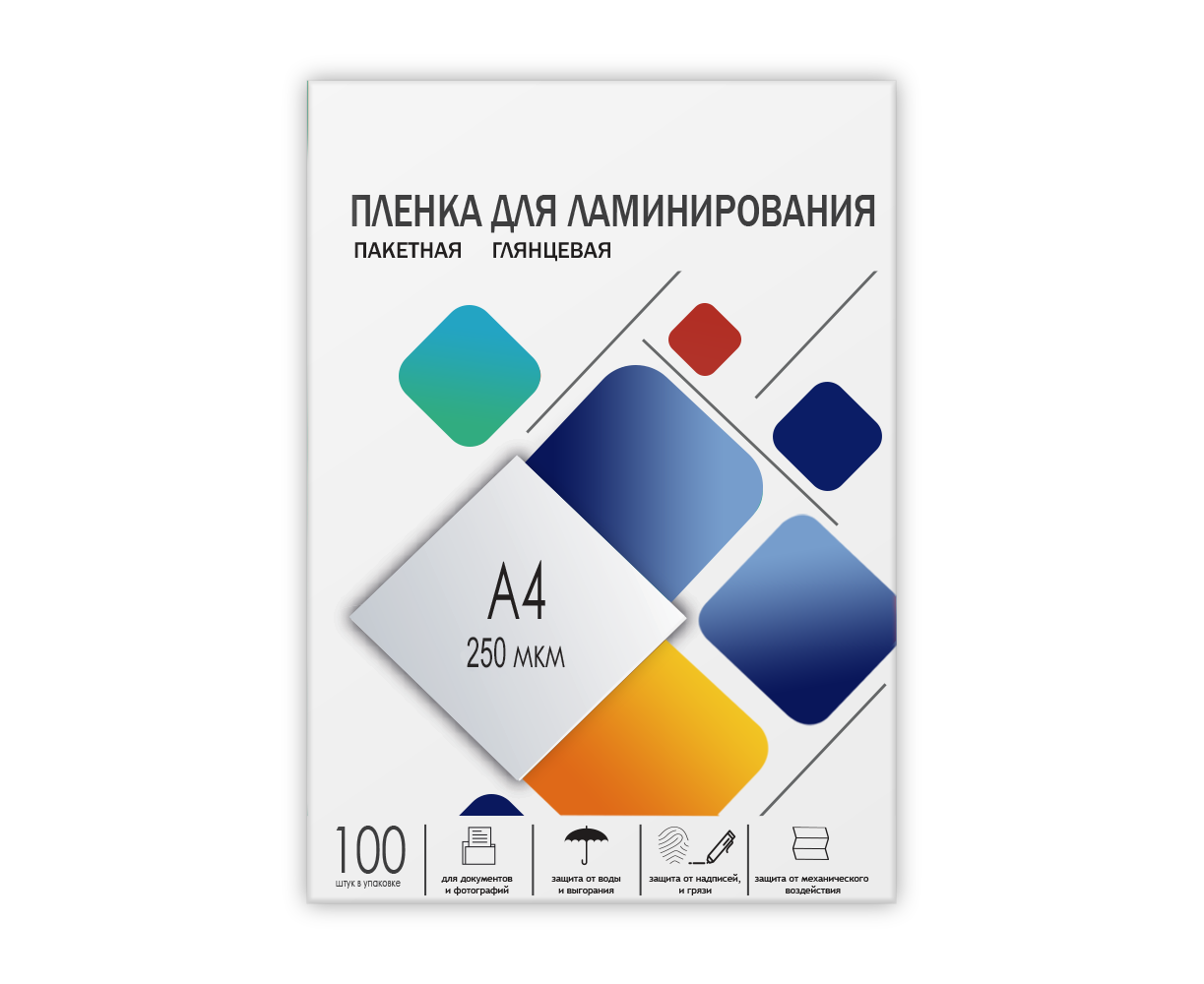 Пленка для ламинирования A4, 216х 303 (250 мкм) глянцевая 100шт, ГЕЛЕОС [LPA4-250]