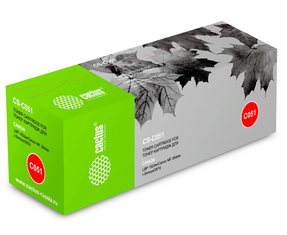 Тонер Картридж Cactus CS-C051 черный (1700стр.) для Canon LBP 62dw/MF 264dw/267dw/269dw