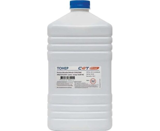Тонер Cet CE28-M CET111054 M500 пурпурный бутылка 500гр для принтера Konica Minolta Bizhub C258/308/368/227i/257i