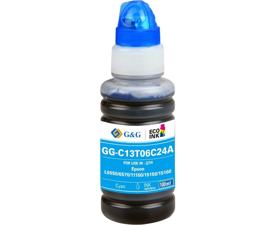 Чернила G&G GG-C13 T06 C24 A №112 голубой 100мл для Epson L6550/6570/11160/15150/15160