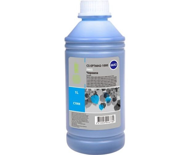 Чернила Cactus CS-EPT6642-1000 T6642 голубой 1000мл для Epson L100/L110/L120/L132/L200/L210/L222/L300/L312/L350/L355/L362/L366/L456/L550/L555/L566/L13