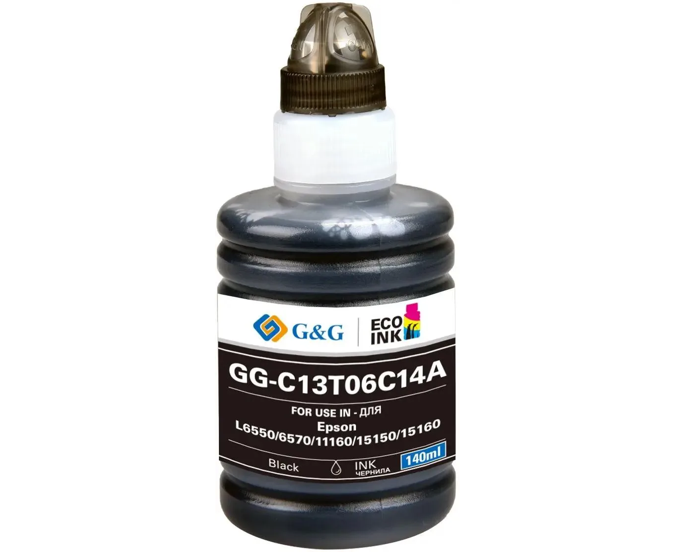 Чернила G&G GG-C13 T06 C14 A №112 черный пигментный 140мл для Epson L6550/6570/11160/15150/15160