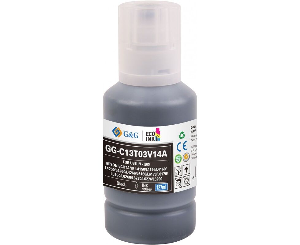 Чернила G&G GG-C13 T03 V14 A 101 BK черный пигментный 127мл для Epson L4150/L4160/L6160/L6170