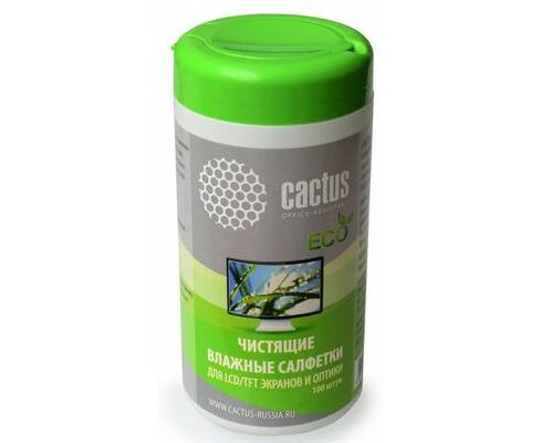 Салфетки Cactus CS-T1001 для экранов и оптики туба 100шт влажных