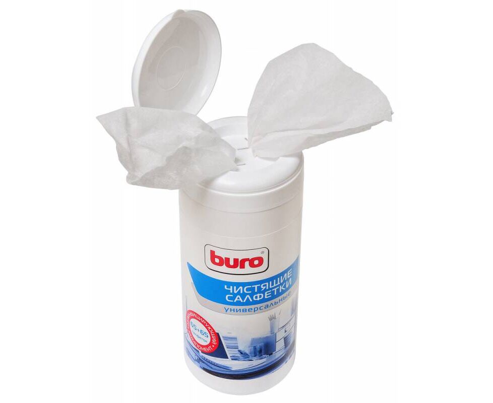 Салфетки Buro BU-Tmix универсальные туба 65шт влажных + 65шт сухих