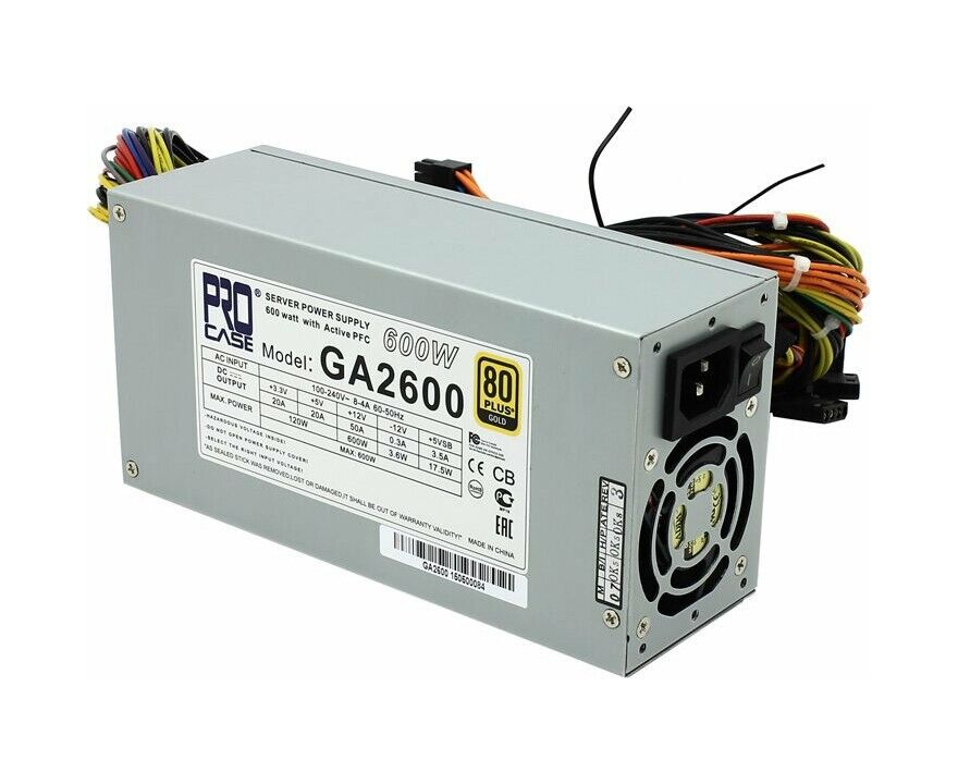 Блок питания Procase GA2600 600 W ATX 2 U 240*100*70mm, 2 Fan, PFC