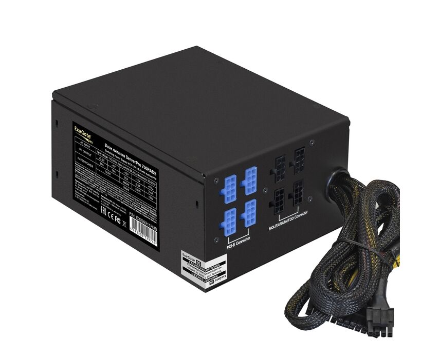 Блок питания Exe Gate Server PRO-700 RADS EX292211 RUS 700 W (ATX, for 3 U+ cases, APFC, КПД 80 (80 Plus), 14cm fan