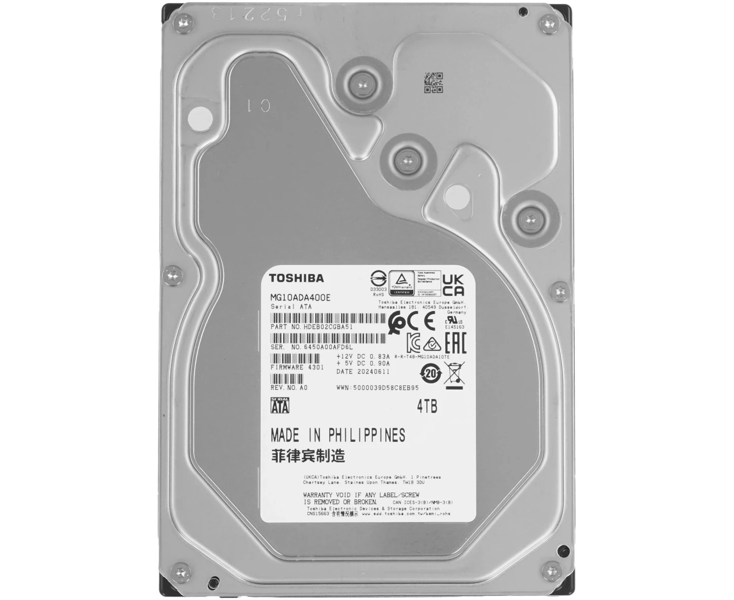 HDD Toshiba Enterprise MG10 ADA400 E 3.5" SATA 4 TB, 7200 rpm, 512 MB buffer, 512e/4 Kn, 1 year
