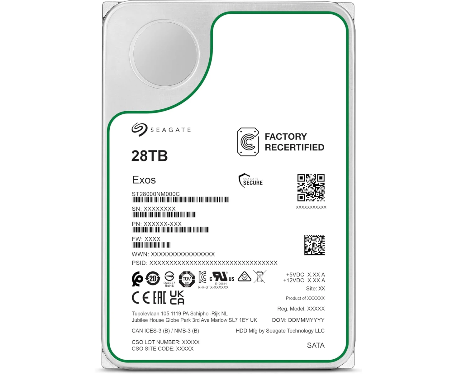 HDD Seagate ST28000 NM000 C SATA 28 Tb 7200 Exos X28 6 Gb/s 512 Mb 1 year warranty