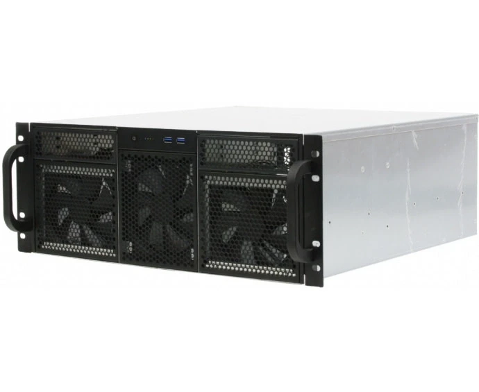 Корпус Procase RE411-D2 H14-FC-55 4 U, 2x5.25+14 HDD, черный, без блока питания, глубина 550мм, MB CEB 12"x10,5", панель вентиляторов 3*120x25 PW