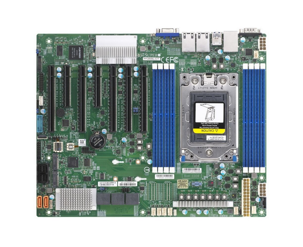 Материнская плата Super Micro MBD-H12 SSL-NT-B AMD EPYC (Socket SP3), 8x DDR4, 16x SATA (or 4x NV Me), 2x M.2, 2x DOM, 2x10 Gb E (Broadcom BCM57416)