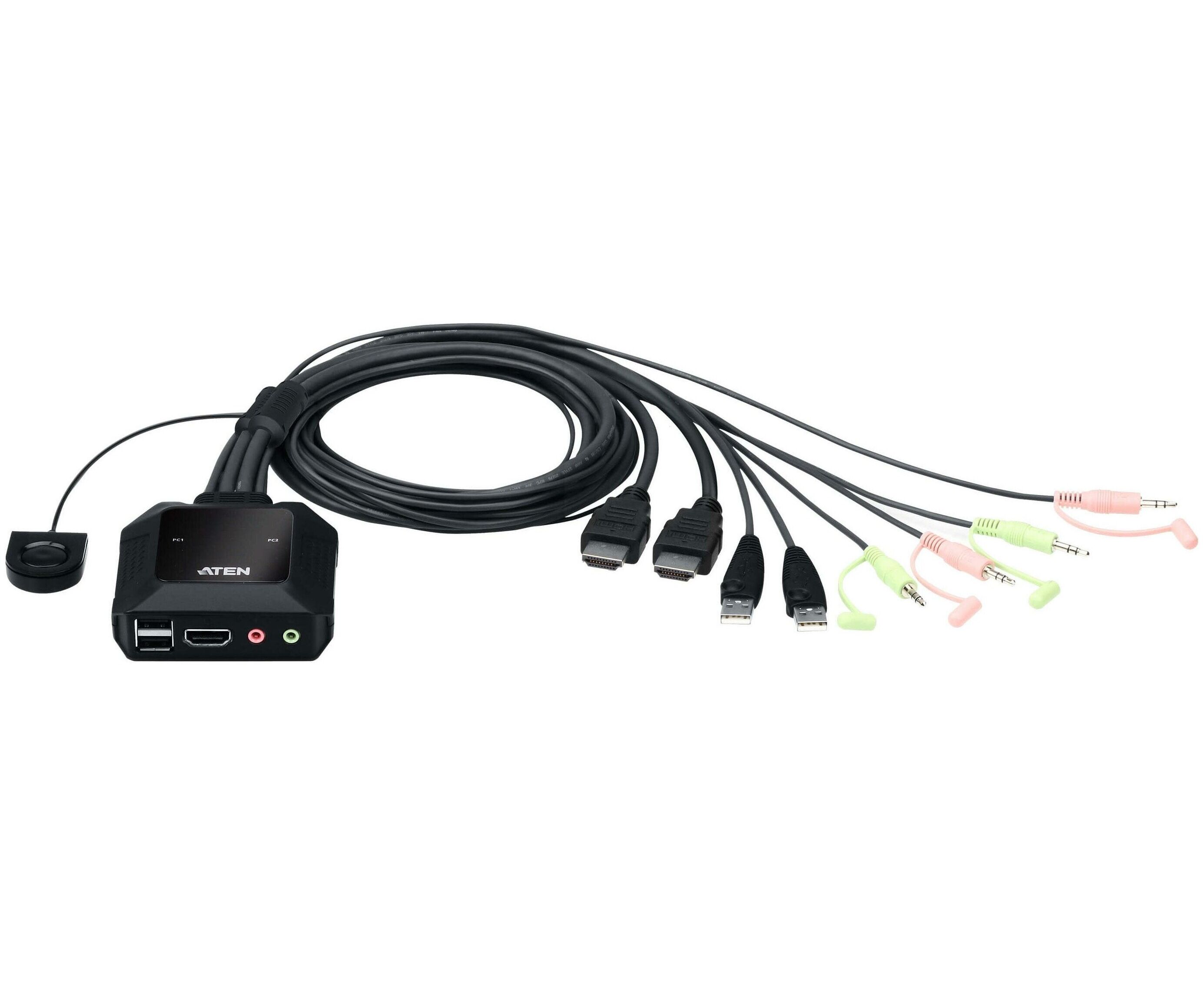 KVM-переключатель Aten CS22 H-AT 2-Port USB 4 K HDMI Cable KVM Switch