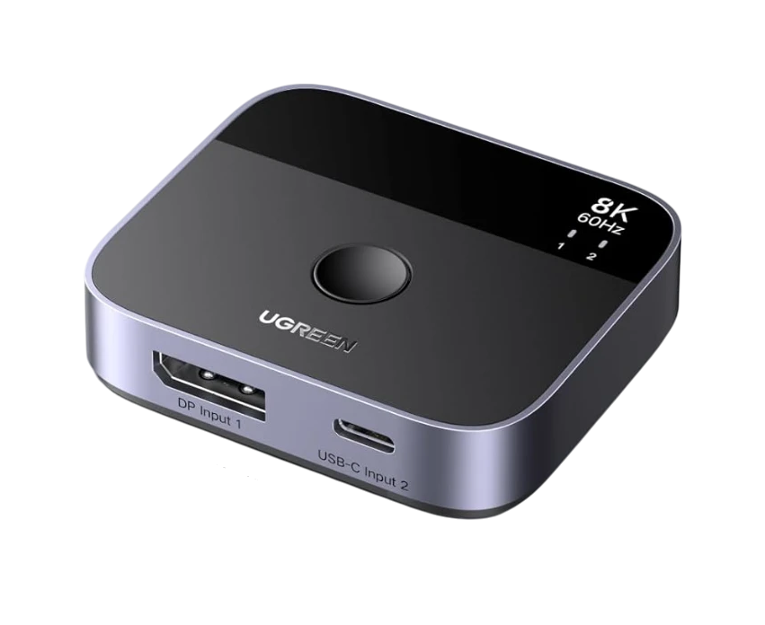 KVM-переключатель UGREEN AW701 (65878) 2 in 1 8 K 60 Hz Display Port USB-C Switcher Black