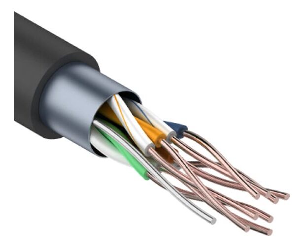 Кабель витая пара Rexant 01-0146-1 FTP 4 PR 24 AWG CAT5e наружный OUTDOOR бухта 305м в коробке