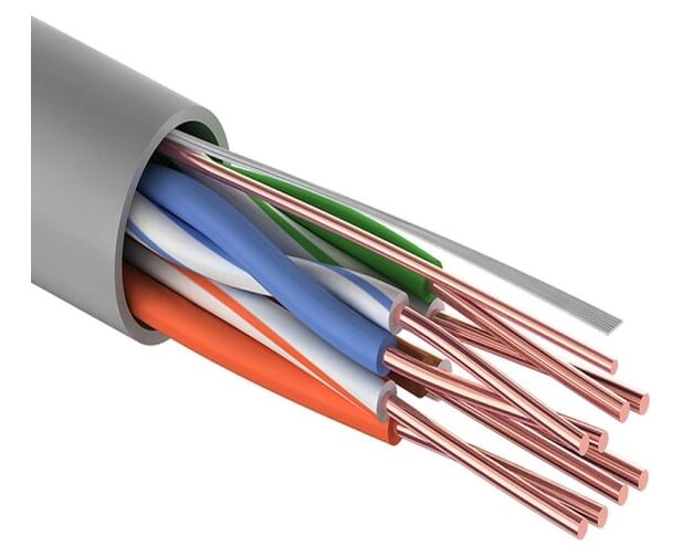 PR Oconnect (01-0052-100) Кабель витая пара U/UTP, CAT 5e, PVC, 4 PR, 24 AWG, INDOOR, SOLID, серый, 100м