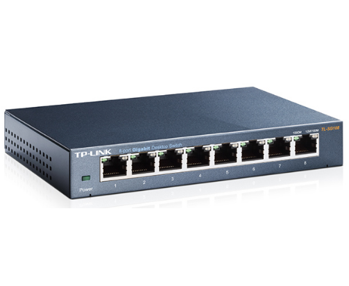 TP-LINK TL-SG108, Коммутатор 8 портовый Gb Ethernet 1000 Mbps, настольный