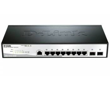 D-Link DGS-1210-10 MP/F1 A Настраиваемый коммутатор Web Smart с 8 портами 10/100/1000 Base-T и 2 портами 1000 Base-X SFP (8 портов с поддержкой Po E 802.3af/802.3at (30 Вт), Po E-бюджет 130 Вт)