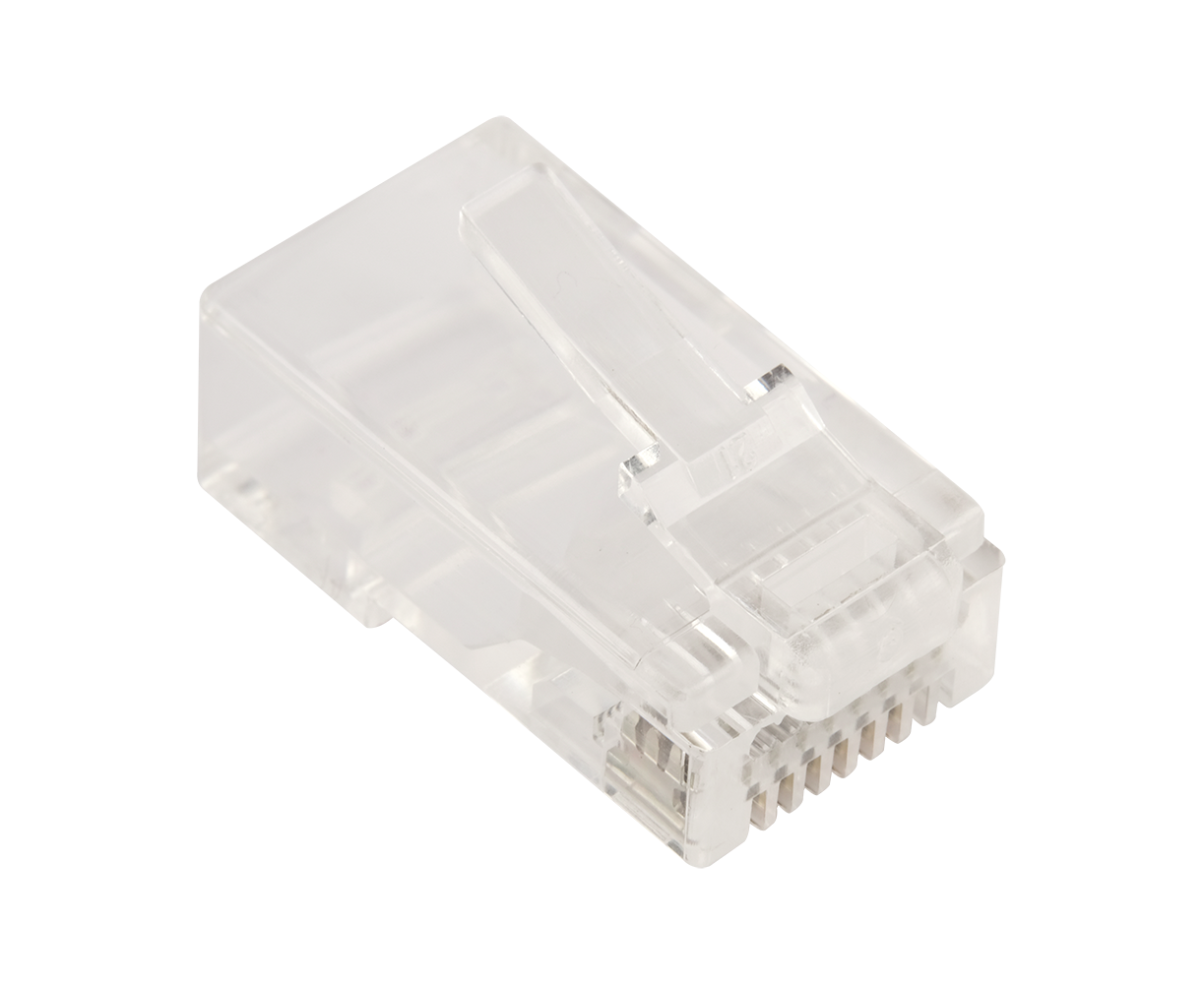 Коннектор LANMASTER (LAN-EZ45-8 P8 C/U6-100) RJ45 тип EZ, 8 P8 C, UTP, Cat.6, универсальный, покрытие 50 микрон,100 шт.
