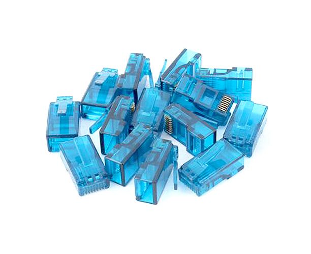 Коннектор De Tech RJ45 8 P8 C F/G голубой (100 шт/упак)