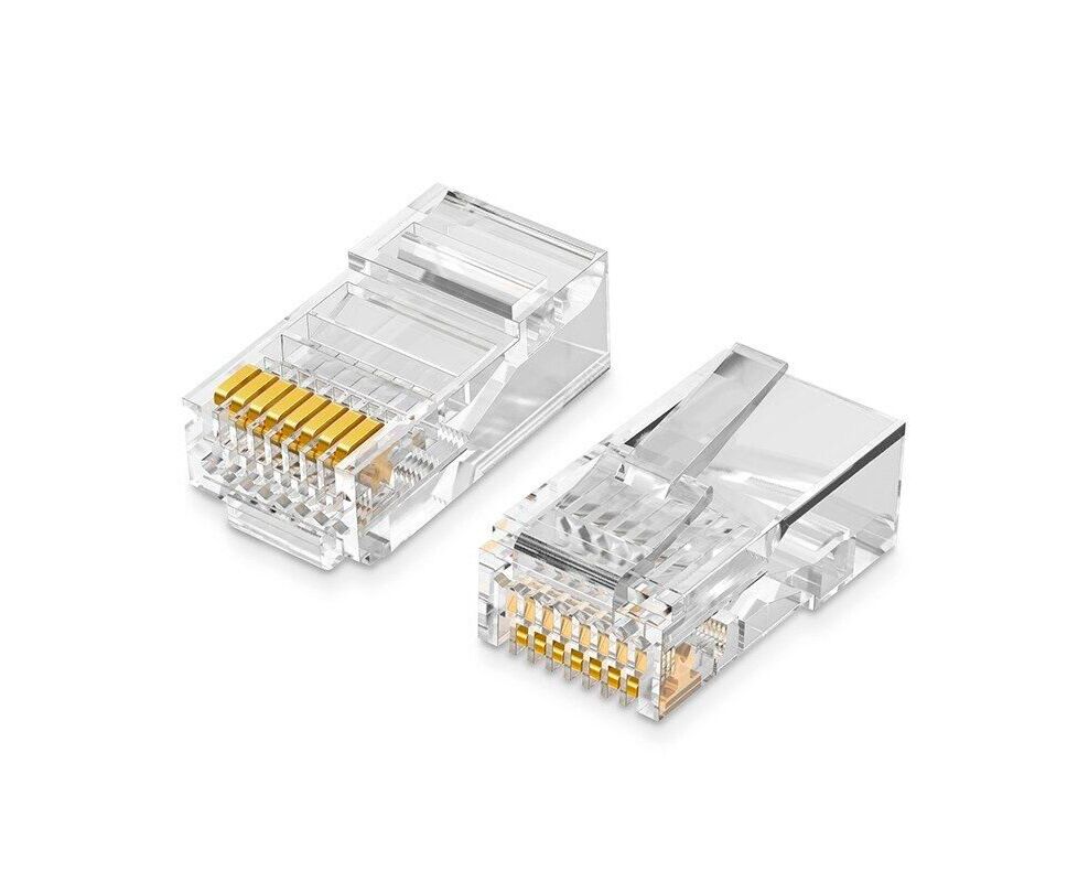 Коннектор UGREEN NW110 20331 RJ45 Network Connector for UTP Cat 5, Cat 5e 50pcs Transparent