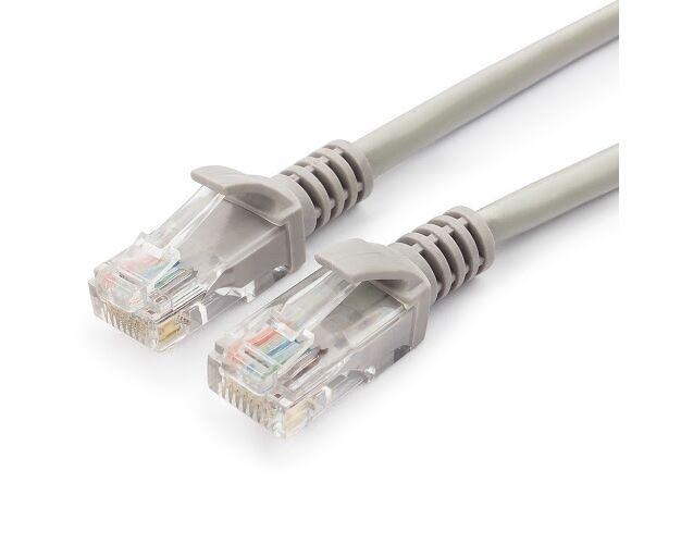 Патч-корд UTP5e, 2 м, литой, многожильный, биметалл CCA, 26 AWG, PVC, серый CABLEXPERT PP12-2 M