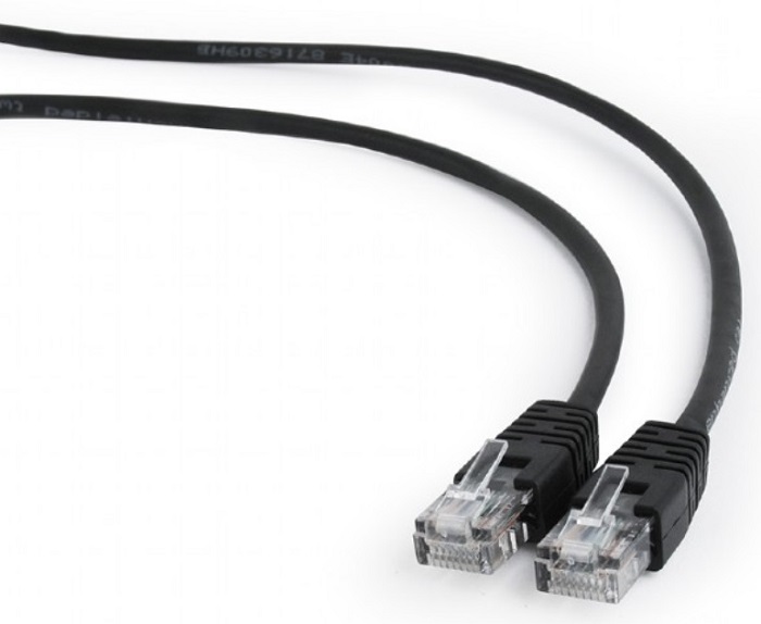 Патч-корд UTP5e, 2 м, литой, многожильный, биметалл CCA, 26 AWG, PVC, чёрный CABLEXPERT PP12-2 M/BK