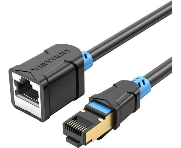 Патч-корд Vention IBLBI удлинитель прямой SSTP cat.6, RJ45 - 3м. Черный