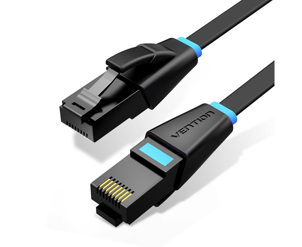 Патч-корд Vention IBJBK прямой UTP cat.6, RJ45 - 8м. плоский Черный