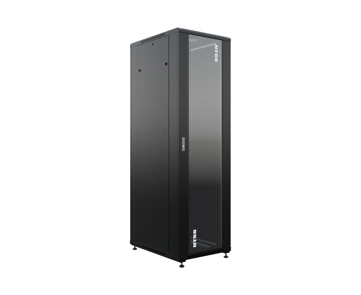 Шкаф серверный NTSS Премиум (NTSS-R42 U6080 GS-BL) напольный 42 U 600x800мм пер.дв.стекл металл 900кг черный 710мм 99кг 1987мм IP20 сталь