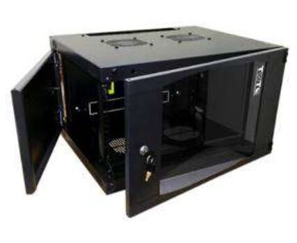 Шкаф настенный TWT-CBWNG-6 U-6 X4-BK 6 U 550x450мм пер.дв.стекл съемные бок.пан. 60кг черный
