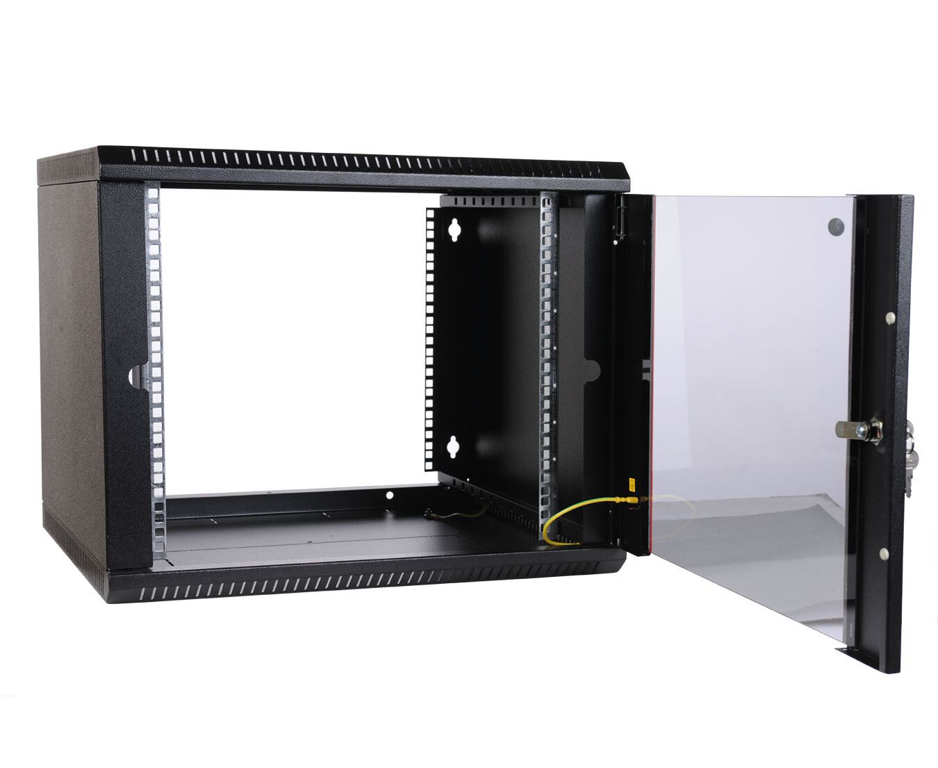 Шкаф телекоммуникационный ЦМО (ШРН-Э-9.500-9005) разборный 9 U (600х 520) дверь стекло, цвет черный