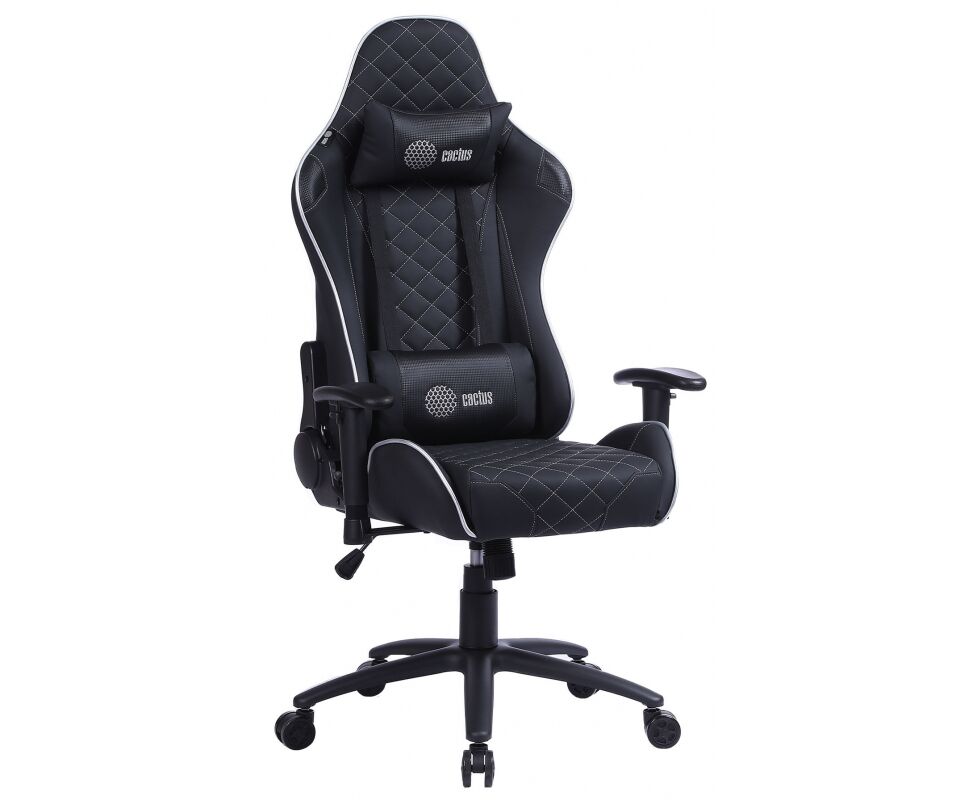 Кресло игровое Cactus CS-CHR-030 BLS черный/серебристый с подголов.