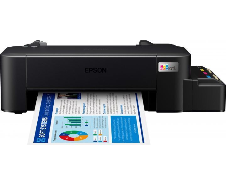 Принтер EPSON L121, СНПЧ, A4, струйная цветная, 4-цветная, 9 стр/мин ч/б, 4.8 стр/мин цветн., 720x720 dpi, подача: 50 лист., USB