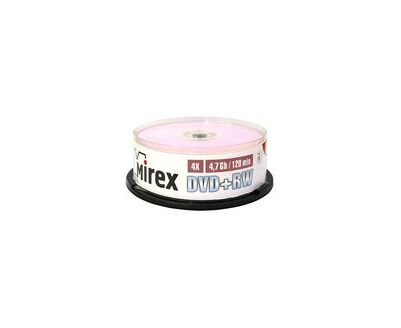 Диск DVD+RW Mirex (UL130022 A4 M) 4.7 Gb, 4x, Cake Box (25), (25/300)