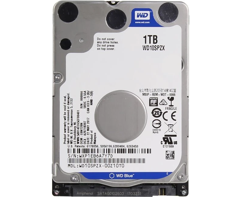HDD WD Blue 5400 (WD10 SPZX-22 Z10 T1) SATA3 1 TB 2.5" RPM 128 Mb 1 year warranty